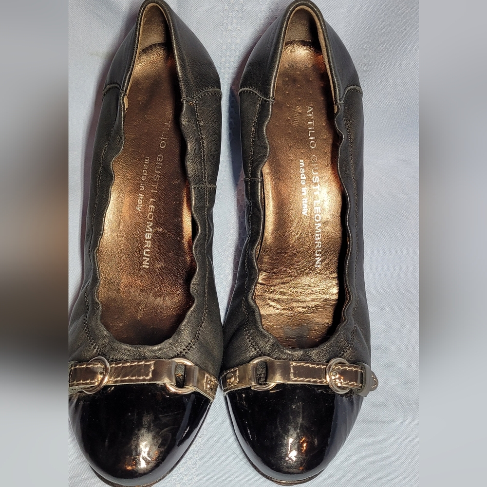 AGL bronze and brown leather pumps